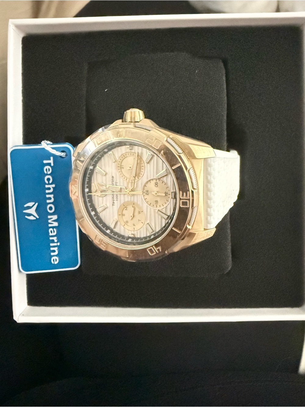 Technomarine Rose Gold Watch with White Strap